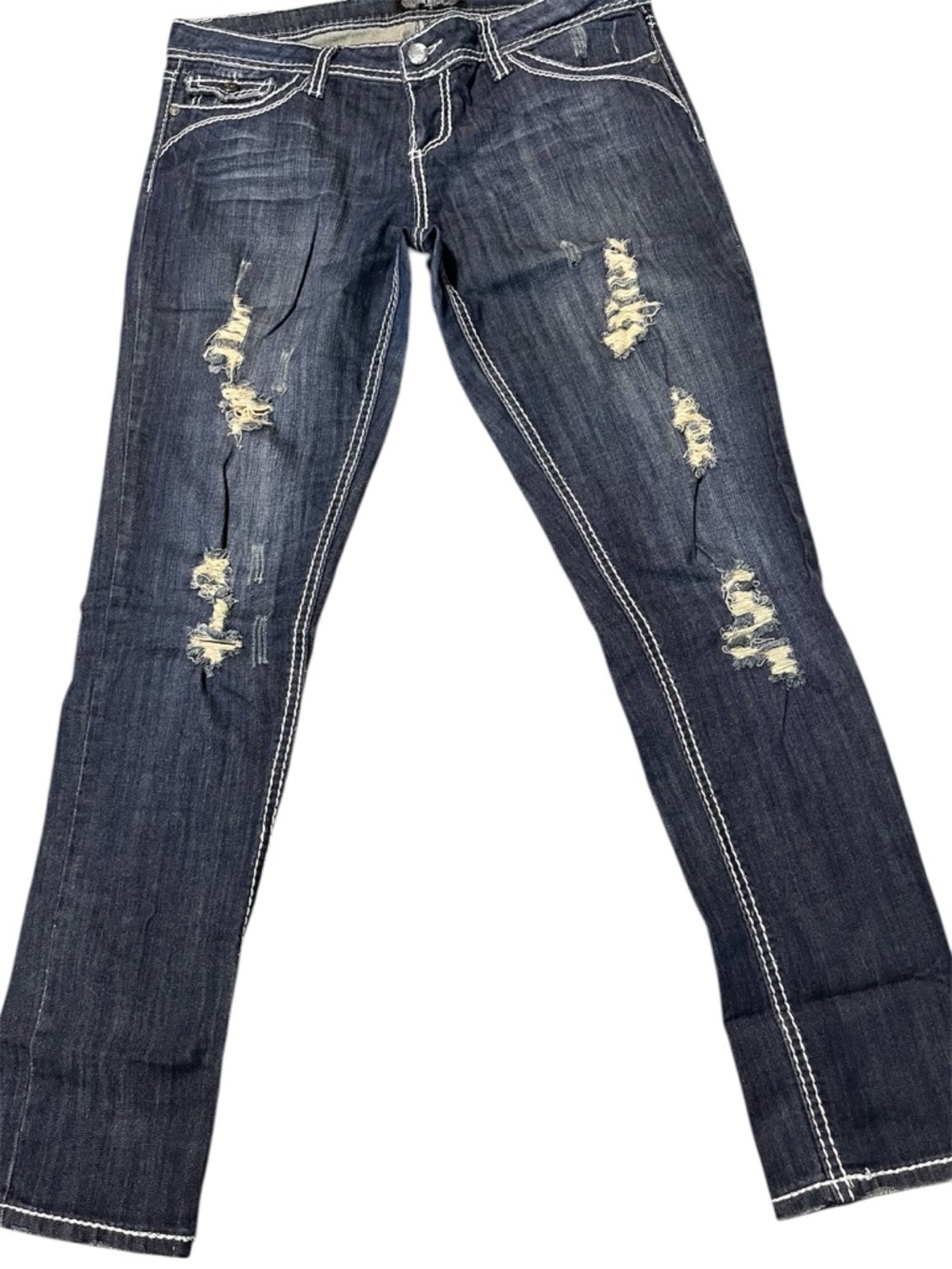 YMI Dark Blue Distressed Straight Leg Jeans